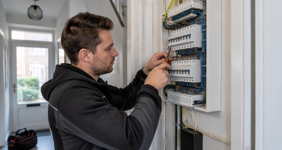 Erkende elektricien bezig met krachtstroom aanleggen